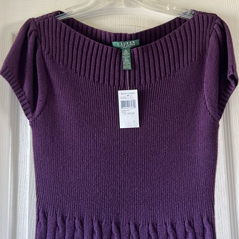 Ralph Lauren Sweater Knit Dress Textured NWT Purple